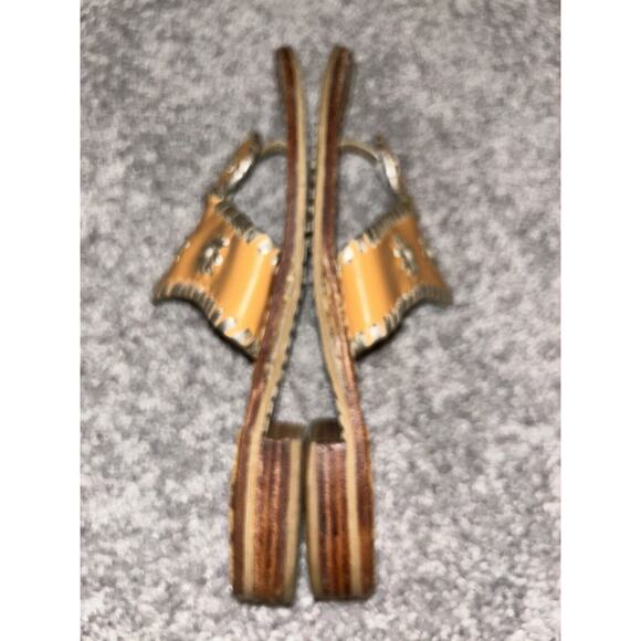 Jack Rogers Jack Flat Leather Thongs Sandals Orange Gold Women's Size 6 - Picture 10 of 10